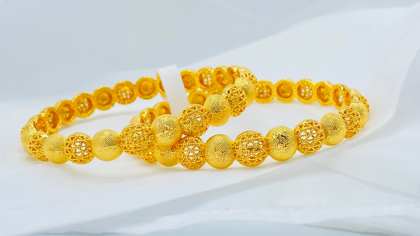 24K Gold Plated Bangle with Textured Design