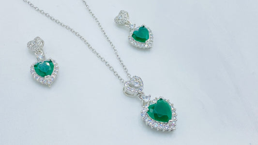 Emerald Heart Pendant Set