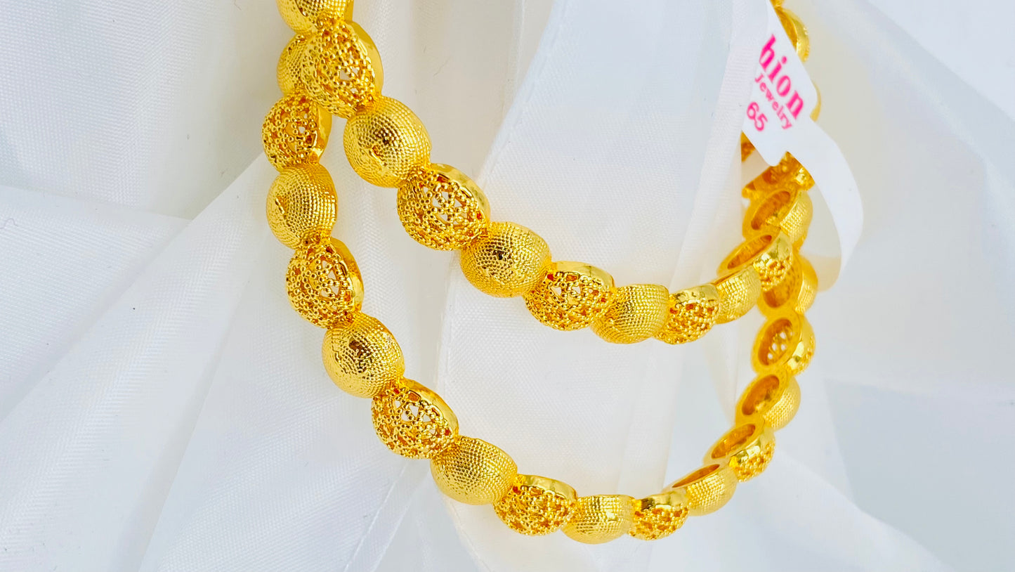 24K Gold Plated Bangle with Textured Design