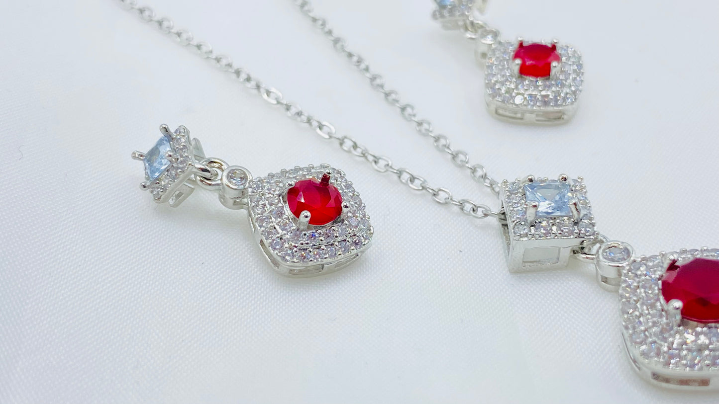 Silver Zirconia Pendant Set