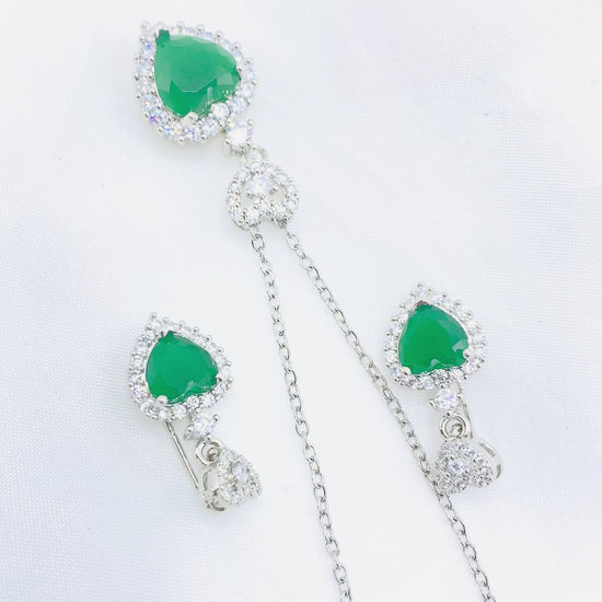  Emerald Heart Pendant Set