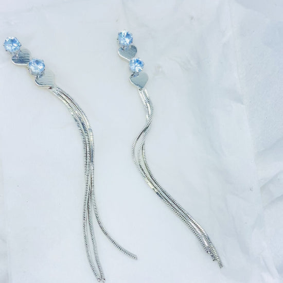 Silver Heart Drop Earrings