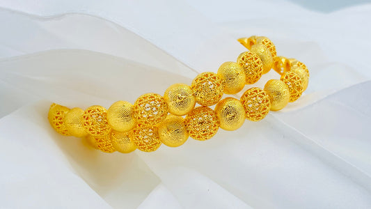 24K Gold Plated Bangle with Textured Design