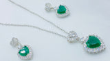  Emerald Heart Pendant Set