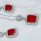 Red Ruby Pendant Set with Silver Chain