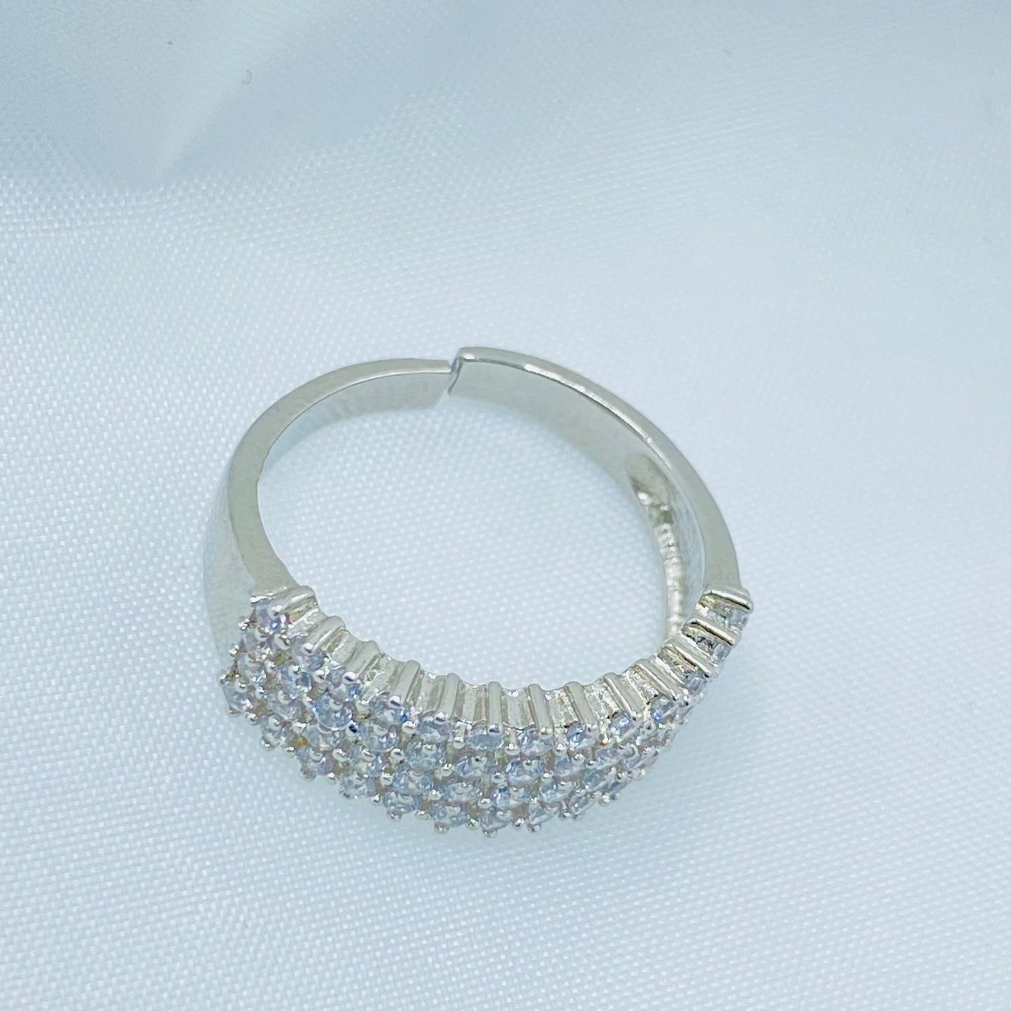 Four Row Wide Silver Ring