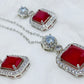 Red Ruby Pendant Set with Silver Chain